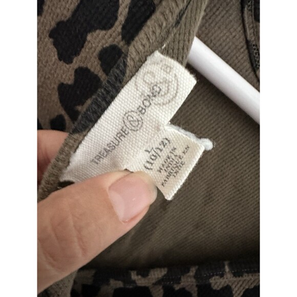 Treasure & Bond Girls Large 10 / 12 Dress Khaki Green Leopard Print Short Sleeve - Picture 5 of 11